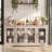 66" W Modern Sideboard Buffet Cabinet with Glass Doors & Adjustable Shelves-1455844349