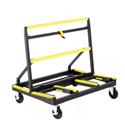 Drywall Cart Dolly, 1800 Lbs Load Capacity, Steel Panel Dolly With 4 Swivel Casters & Expandable Deck, Foldable Panel Truck Cart With Tie-Down Strap For Handling Plywood, Plasterboard, Glass