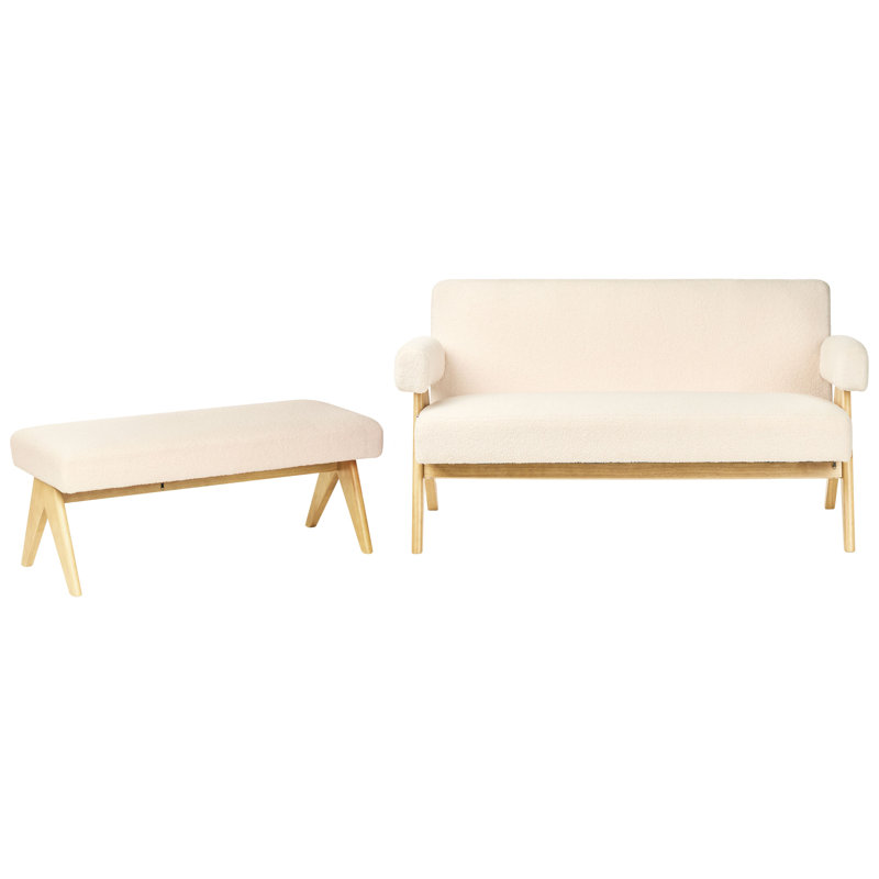 Living Room Set Drumheller Boucle, Black, Light Yellow Wood
