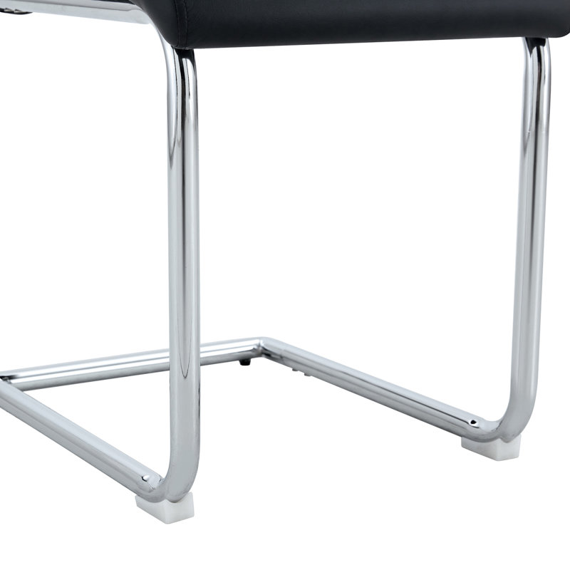 Chaise en porte-à-faux rembourrée en similicuir Austwell Modern (ensemble de 4), 4, Noir
