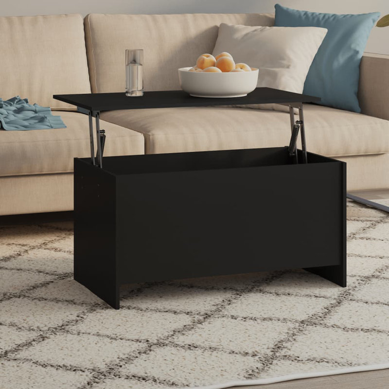Hydia Lift Top Sled Coffee Table with Storage, Black, 52.5cm H x 102cm L x 55.5cm W