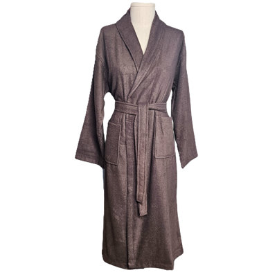 BAMBOO SHAWL BATHROBE - BROWN - S/M