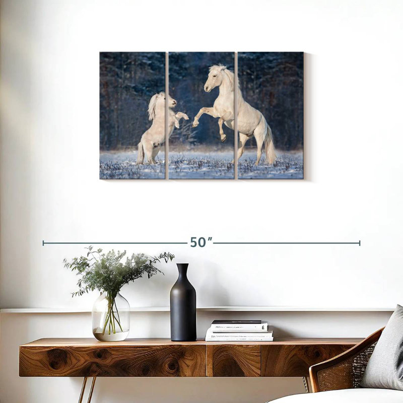 Brampt Winter White Horses, 42" H x 65" W