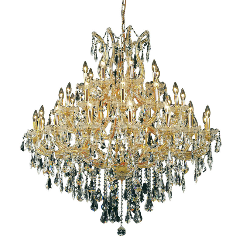 Stockard 37 - Light Glass Tiered Chandelier, Chrome / Crystal (Clear) / Royal Cut