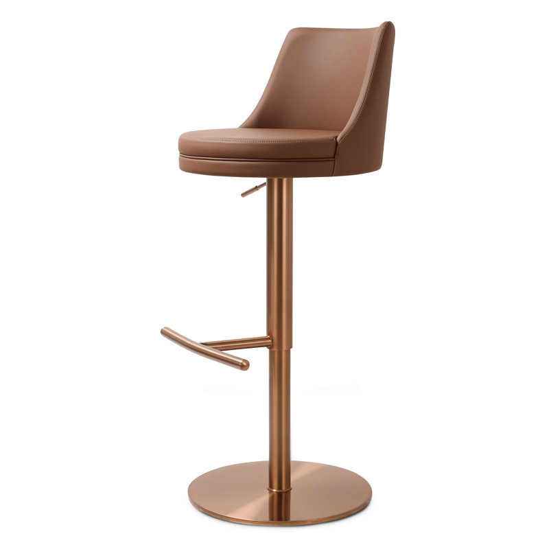 Tabouret de comptoir pivotant lisse Yark, Brun cannelle