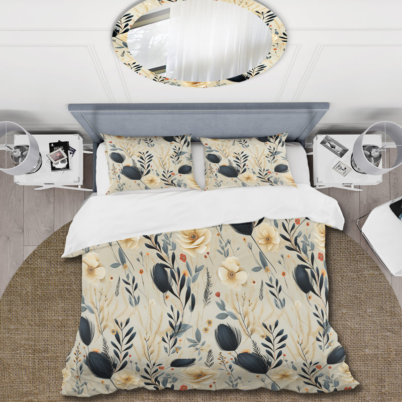 Ensemble de housse de couette Nomadic Elegance Boho Ferns, Housse de couette pour grand lit et 2 taies décor