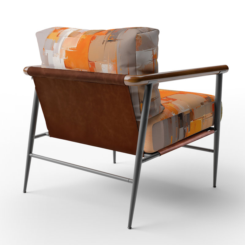 Orange brun brun brisé réalités - fauteuil rembourré moderne, fauteuil d'appoint Modern Cubism, Noir