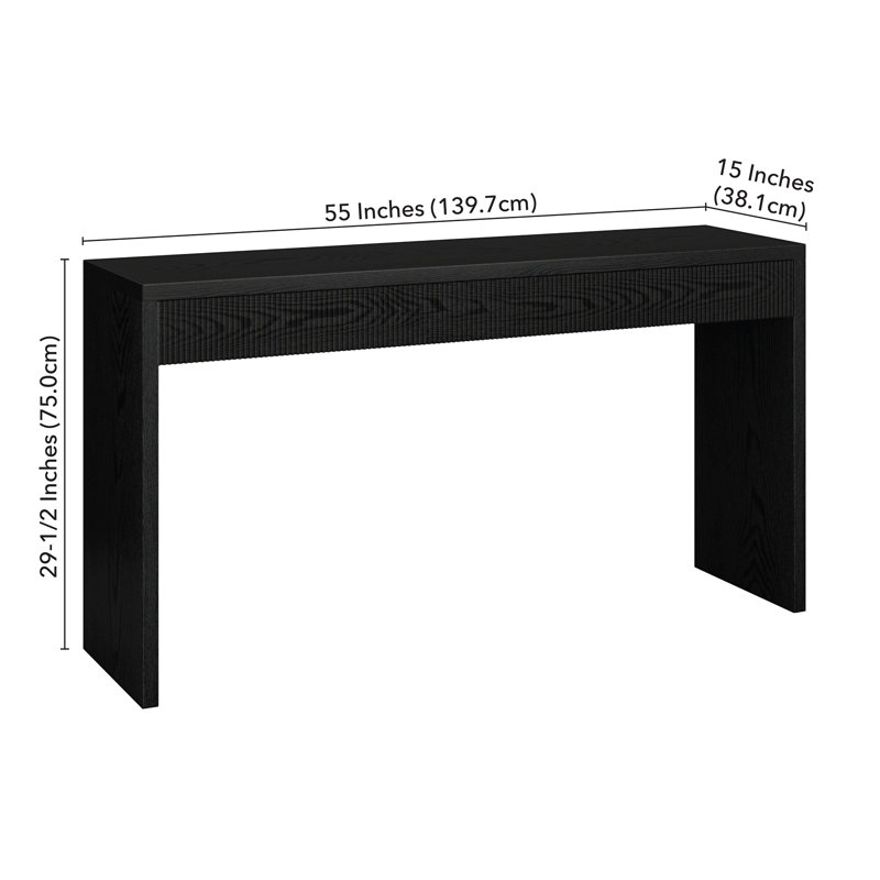 Lawrence Fluted Console Table, Black Grain, 29.5" H x 55" W x 15" D