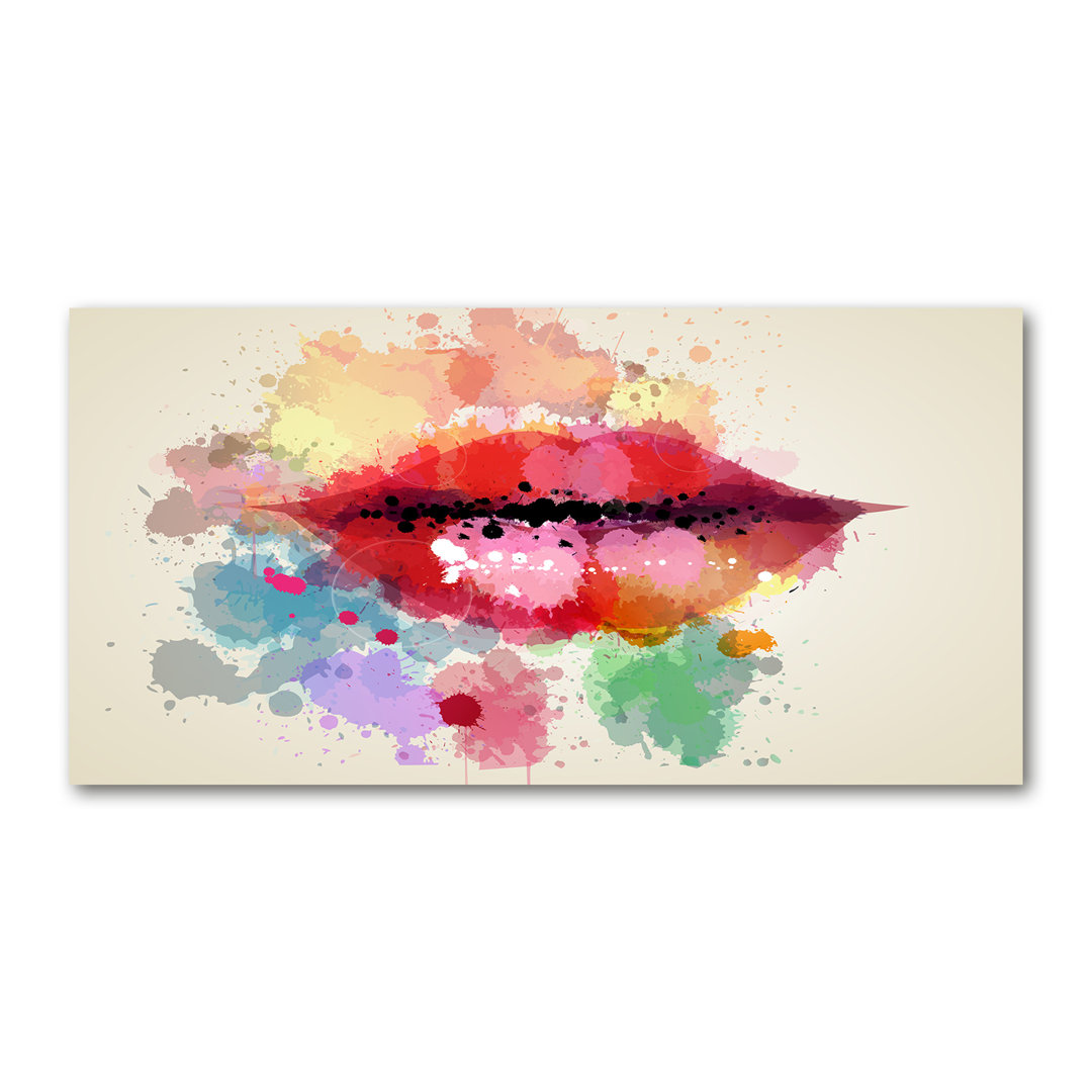 Leinwanddruck - Wandkunst - Drucke auf Leinwand - 140X70 Bild Bildthema: Bunte Lippen