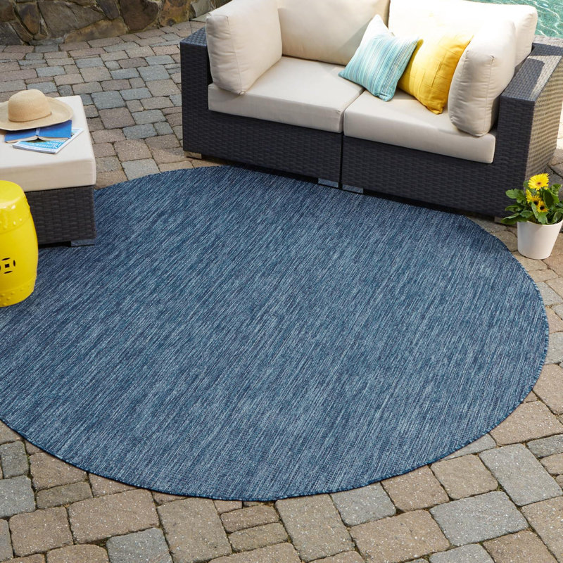 Avaughn Blue Indoor/Outdoor Area Rug, Round 13', null