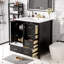 Ensemble de meuble-lavabo 30 po avec lavabo en céramique, armoire de rangement en bois massif, ensemble de meuble-lavabo autoportant avec 4 tiroirs et portes à fermeture douce