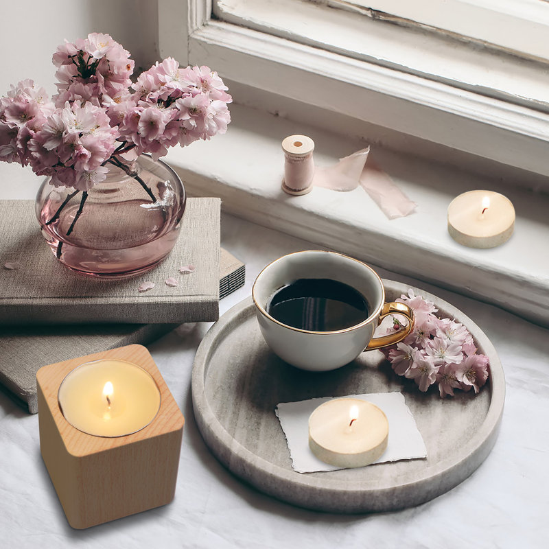 2.8'' H Wood Tabletop Tealight Holder
