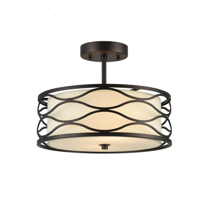 Plafonnier semi-encastré tambour en cage 2 lumières 13 po Rafia