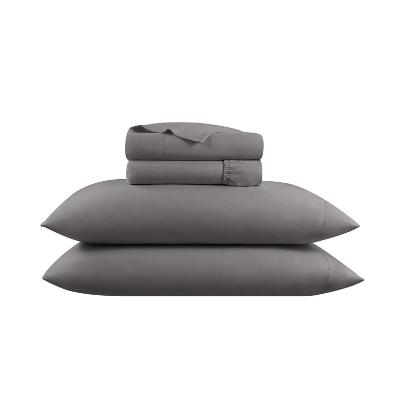 Twin 3 pc Sheet Set Dark Gray, Twin Sheet Set + 1 Fitted Sheet + 1 Pillowcase, Silver Filigree