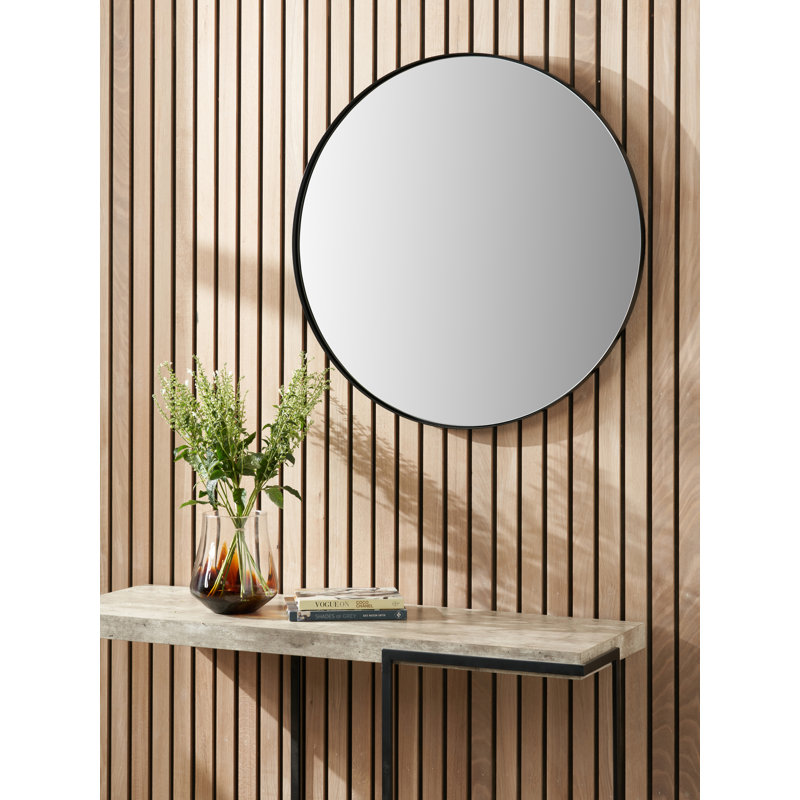 Stainless Steel Round Wall Mirror, 60cm x 60cm, Black