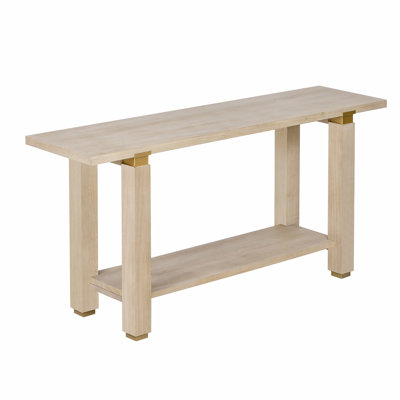 U_Style 62.9" Modern Minimalist Console Table, Solid Wood Entryway Sofa Table With Metal Accents, Builtin Shelf, For Living Room, Hallway (3 Colors: Black, Gray, Natural)