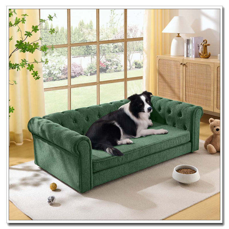 Lit rectangulaire pour chien, canapé-lit pour chien, Vert olive