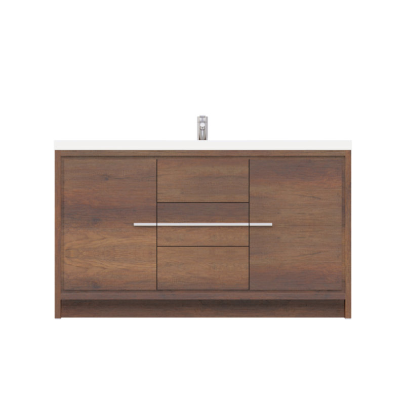 Ensemble de meuble-lavabo simple 60 po Feike, Gris