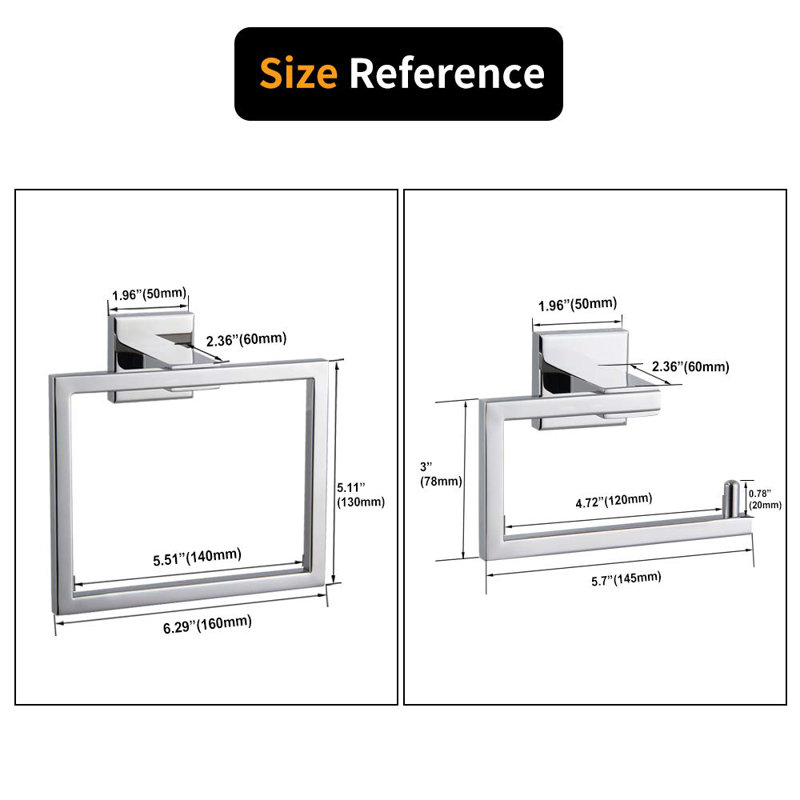 Ensemble de quincaillerie de salle de bain 2 pièces, Acier inoxydable poli