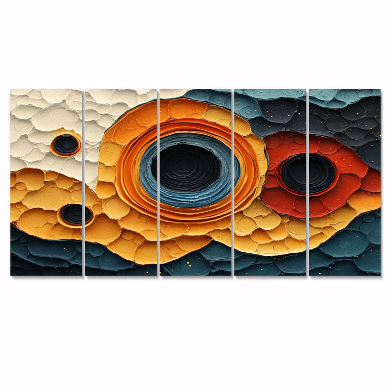 Nuchem - Abstract Spirals Wall Art - Art mural moderne sur toile, H 32 po x l 80 po, 5