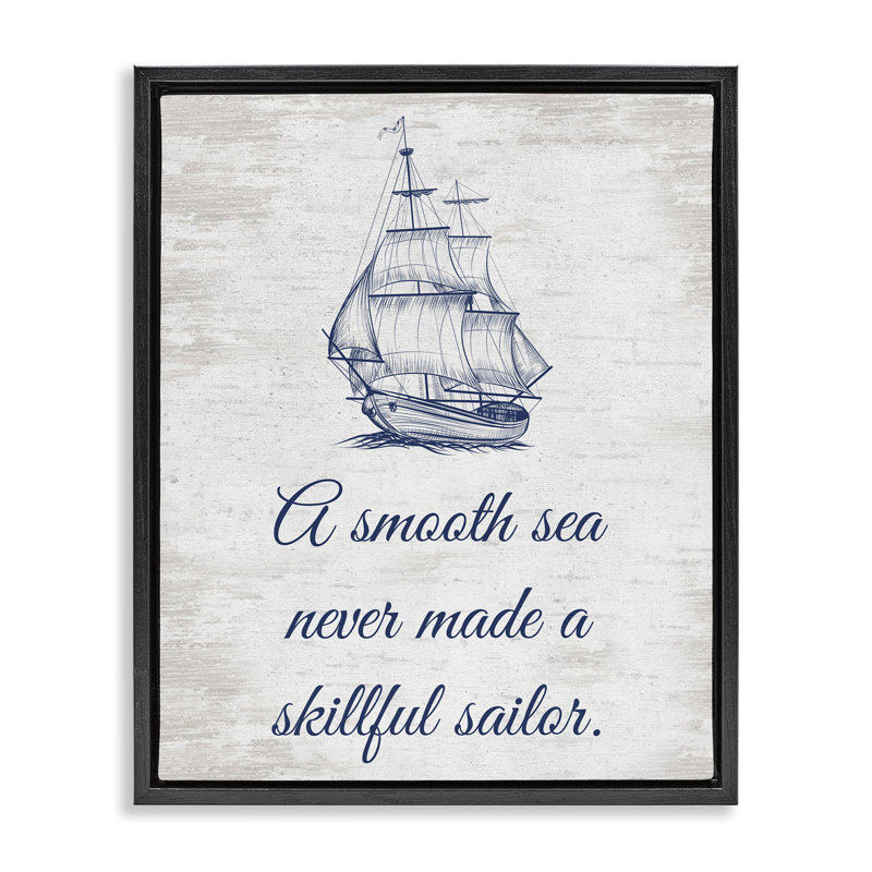 «Inspiring Skillful Sailor», art mural encadré flottant par lettré et doublé, Cadre flottant noir de jais, H 21 po x l 17 po