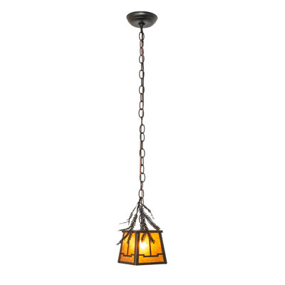 5.5" Square Pine Branch Valley View Mini Pendant