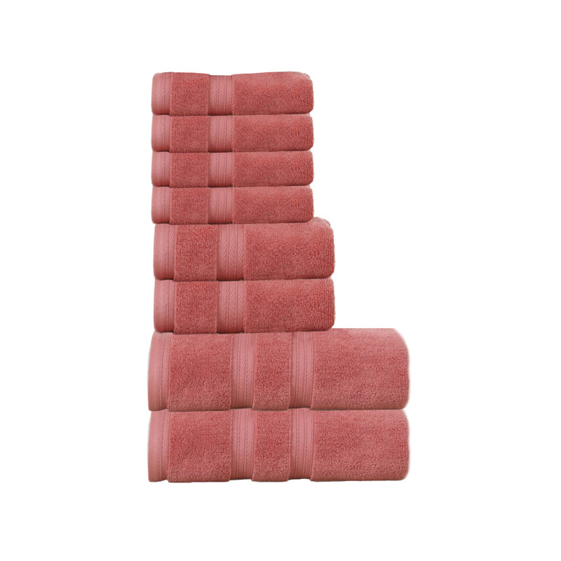 Elegance Essentials 550GSM 100% Cotton Zero Twist Bath Towel Set(2 Bath, 2 Hand Towel & 4 Washcloth), Coral