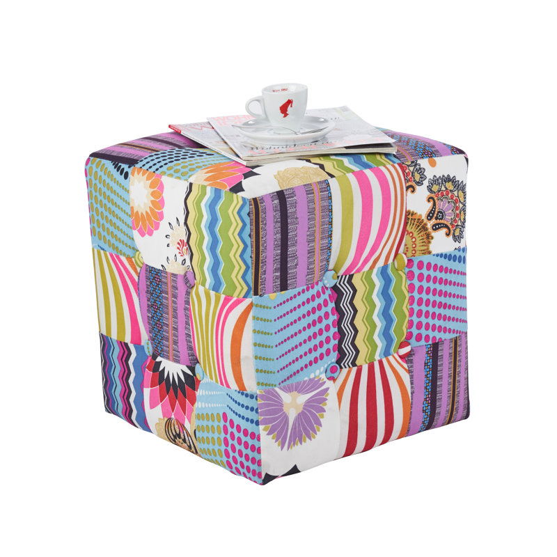 40cm Wide Square Floral Cube Ottoman