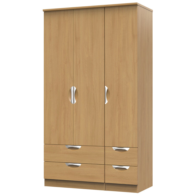 Bhodhini Tall Triple 4 Drawer Wardrobe, Modern Oak