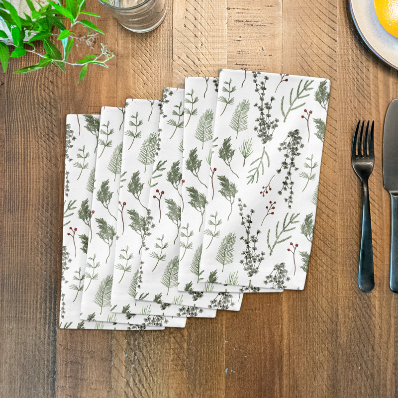 Moscu Cotton Twill Floral Square Napkin, White