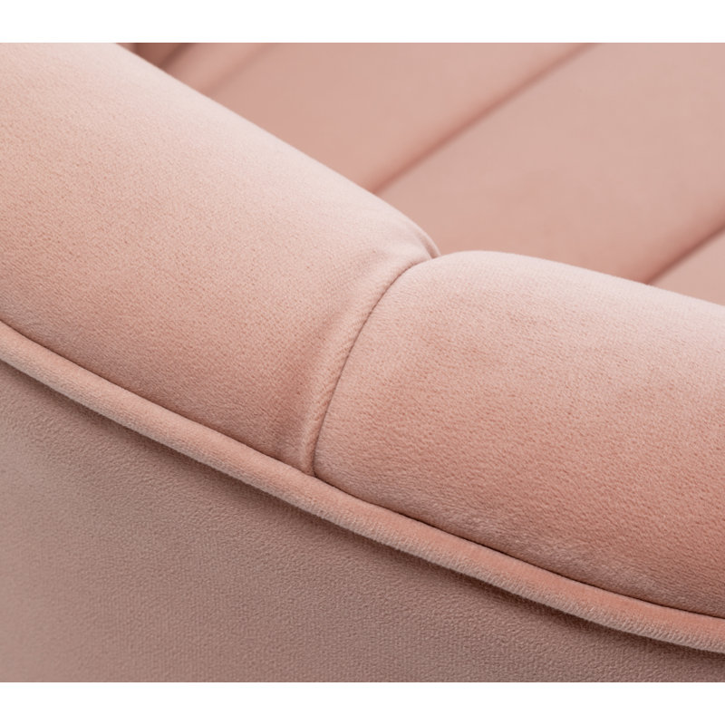 Velours capitonné large de 28 po Murrow, Velours rose, 2