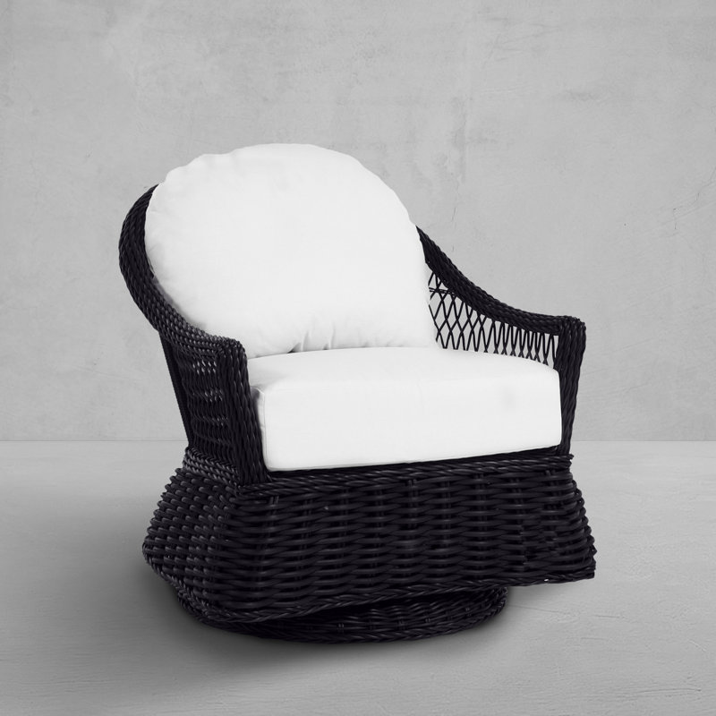 Soho Swivel Glider Chair with Cushions, Welt, Bali Pearl, Black