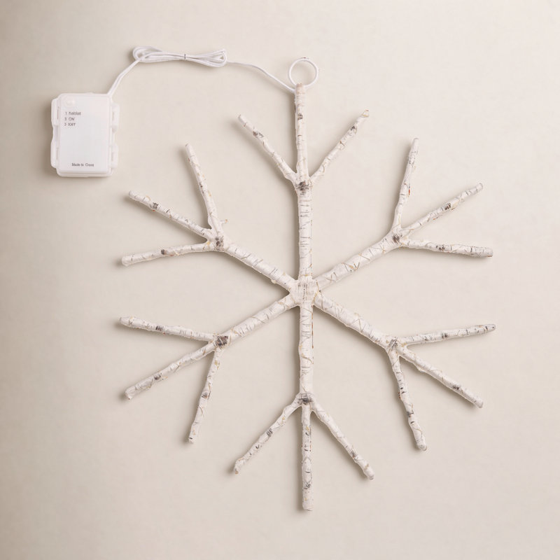 Birch Branch Snowflake Battery Lighted Window Decor