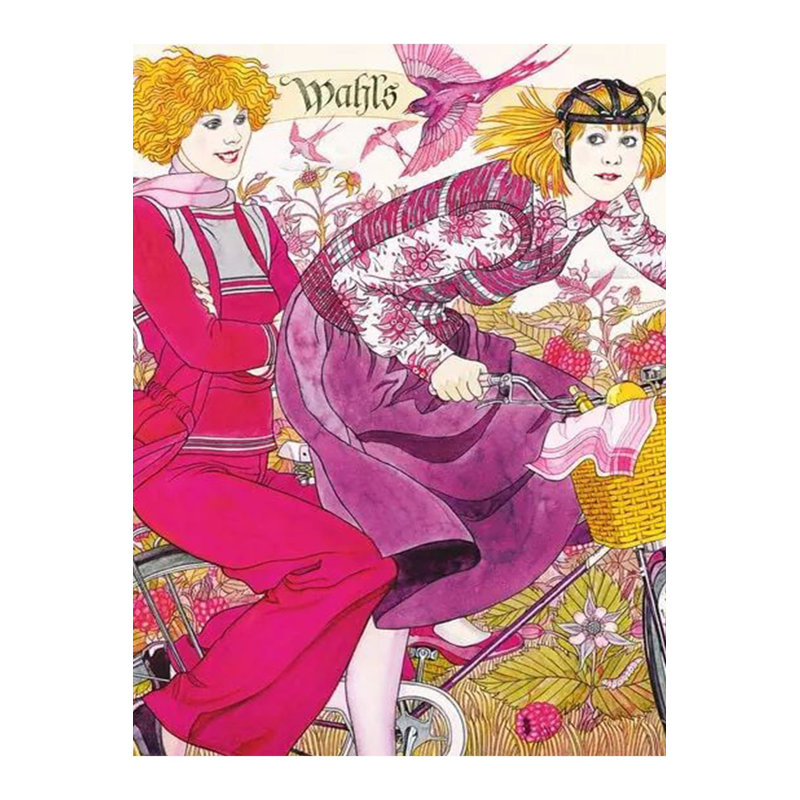 Multicolor Women on Bicycles Patterned Creative Modern Decorative Rug, Rectangle 2'6" x 4'11" Rug Pad Included