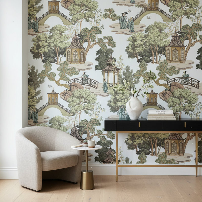 Papier peint traditionnel chinois Pagode Serene