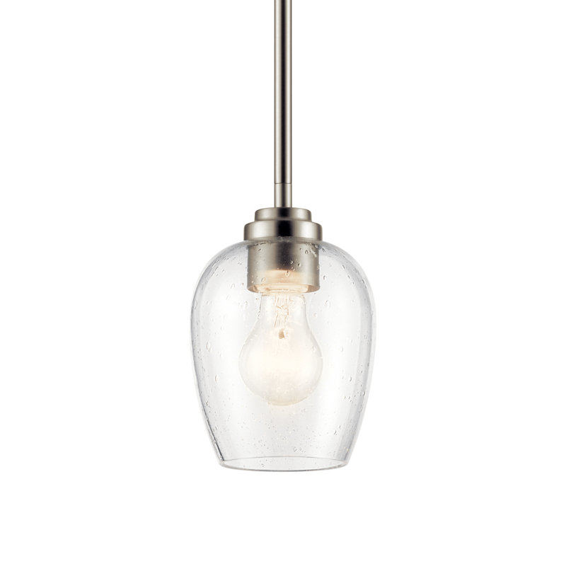 Ramblewood 1-Light Brushed Nickel Pendant with Clear Glass Shade, Brushed Nickel, Clear