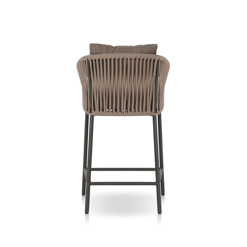 Porto Outdoor Bar Stool, Brown, Black, 26.5"