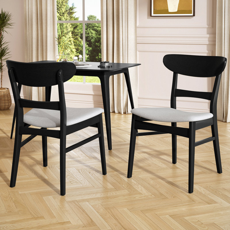 Lou Rubber Wood Dining Chairs, Light Grey, Black
