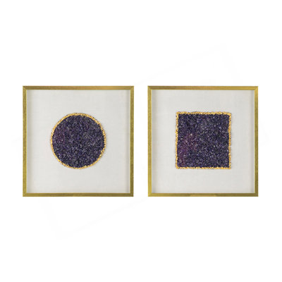 S/2 23.6X23.6" Lillian Purple Crystal Shadow Boxes Wall Décor