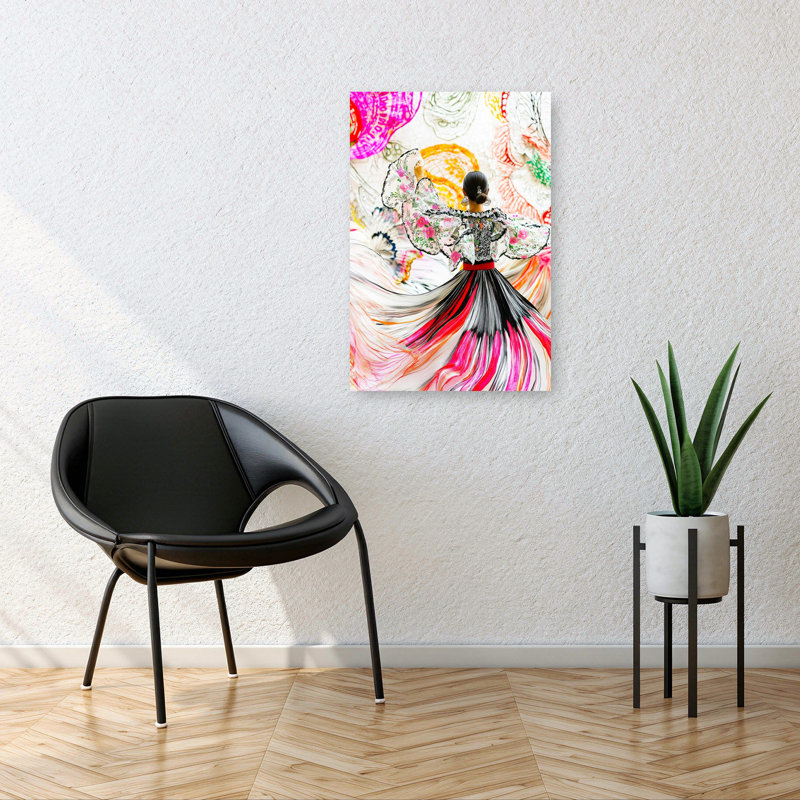 «Vibrant Folkloric Dance», art mural traditionnel élégant et coloré, H 36 po x l 24 po