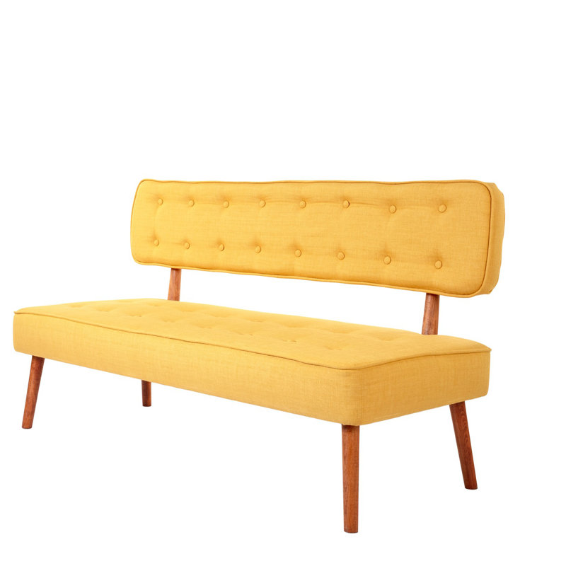 Polyester Upholstered Bench, Yellow