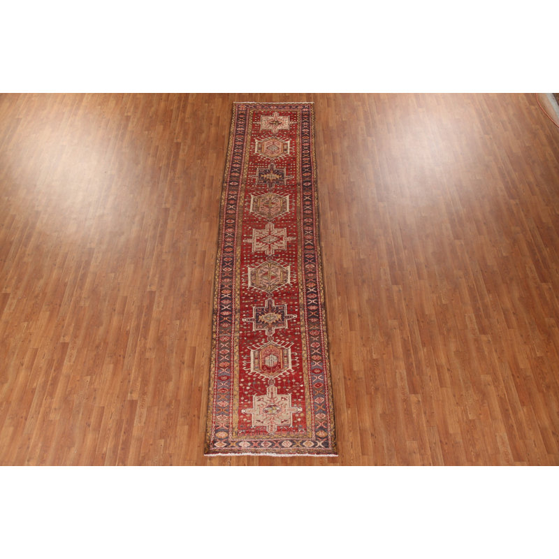 Geometric Red   Runner Rug 3x13