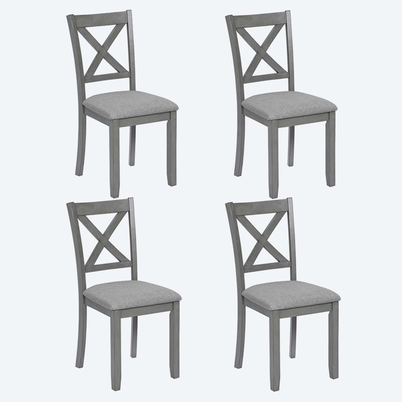 Dining Chairs set for 4,Kitchen Chair with Padded Seat,Side Chair for Dining Room, Gray