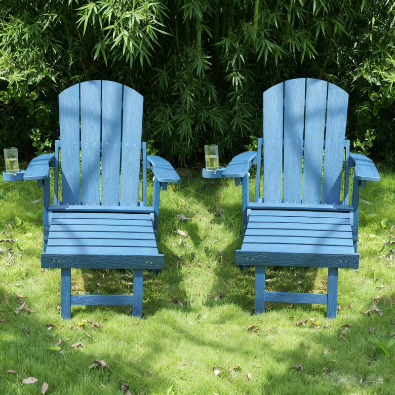 2-Piece All-Season Outdoor Lounge Chairs  For Patio Chats & Garden Leisure Gatherings, Dark Blue