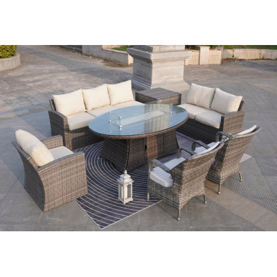 Mana 8 - Person Patio Conversation Set with Cushions