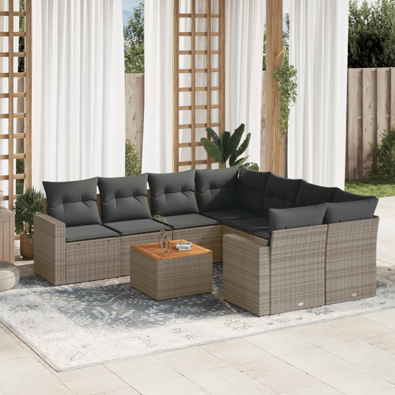 Ensemble de canapé de jardin Vidaxl gris et brun