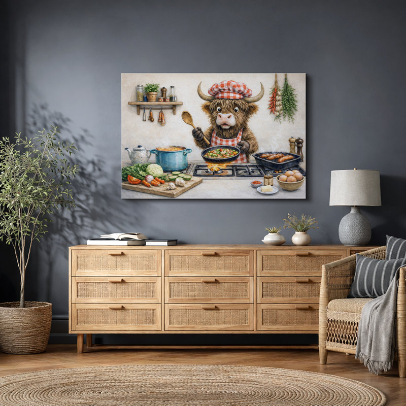 Chef Chef Cow, Toile tendue, H 12 po x l 18 po x P 1,5 po
