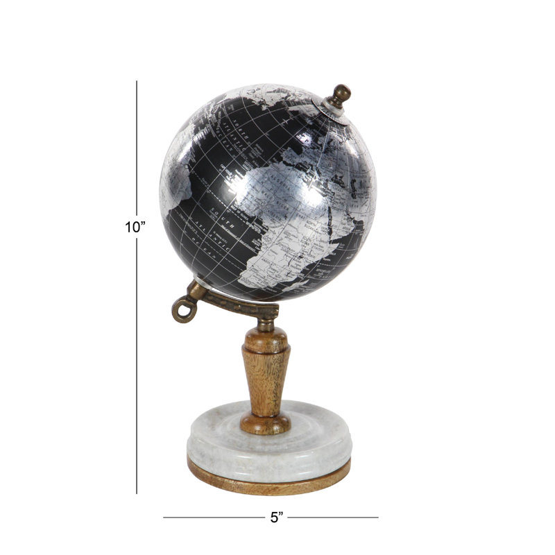 Plastic Educational/Geographic Earth Globe with Marble Base, Black