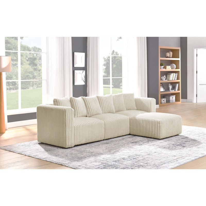 Canapé modulaire Dalmerlington, Fausse fourrure beige