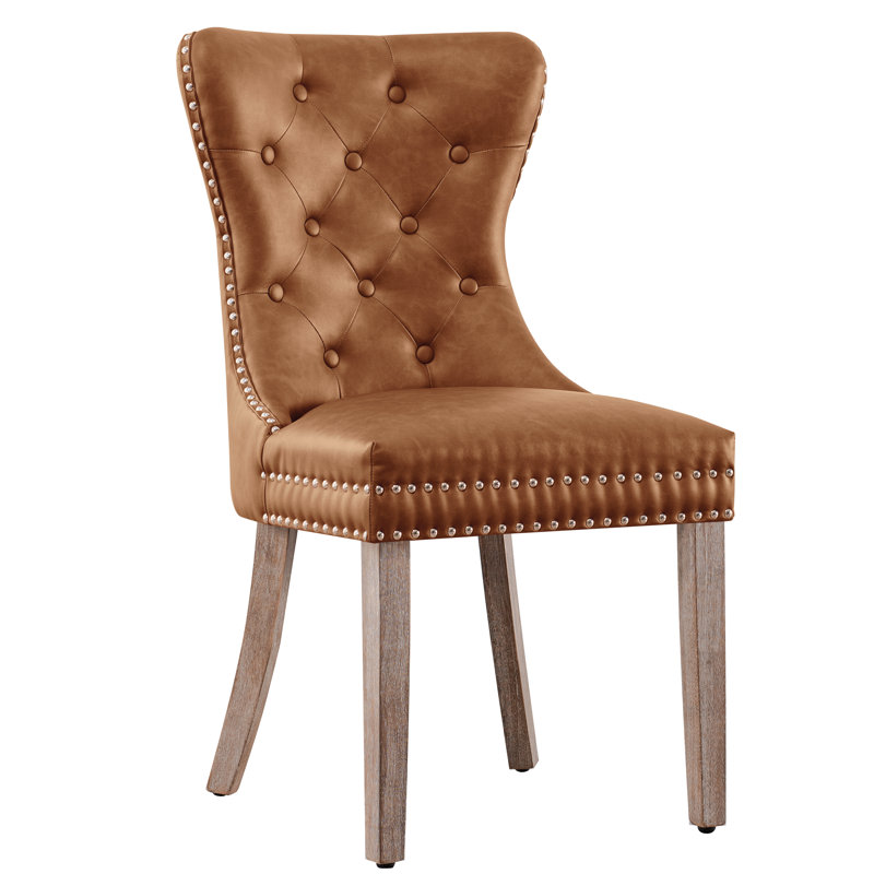 Chaise parsons rembourrée Seita, Brun / Naturel, 4